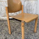 Series lot of 40 vintage stackable chairs in beech lubke year 1970