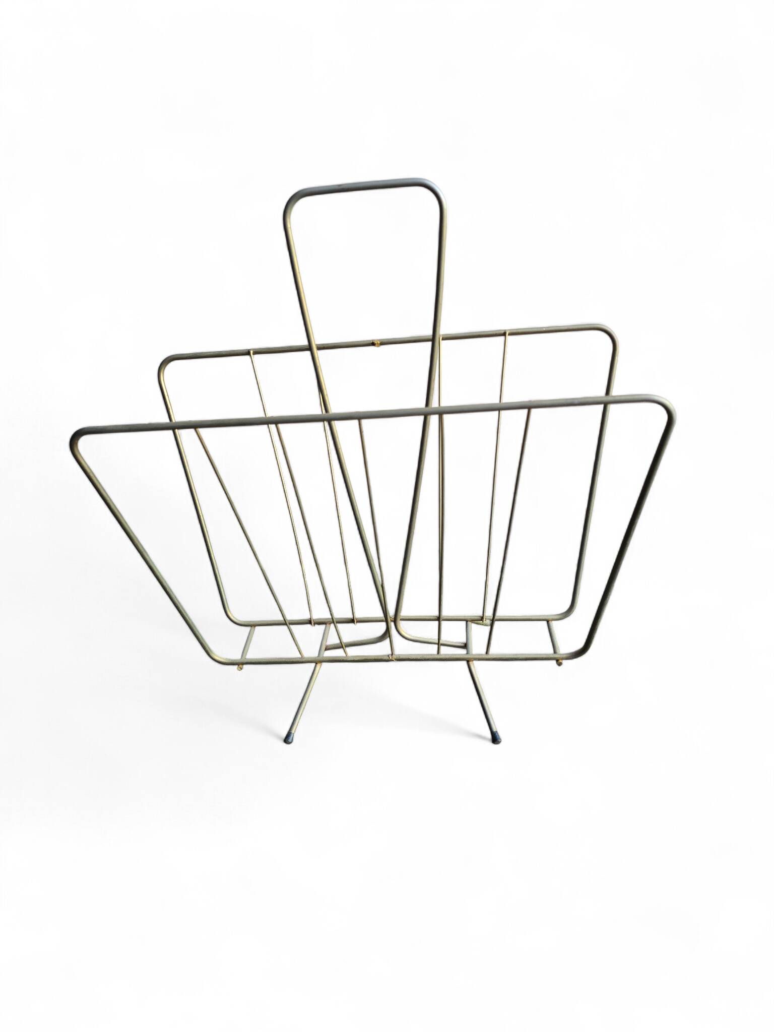 70s magazine rack in gold-tone metal