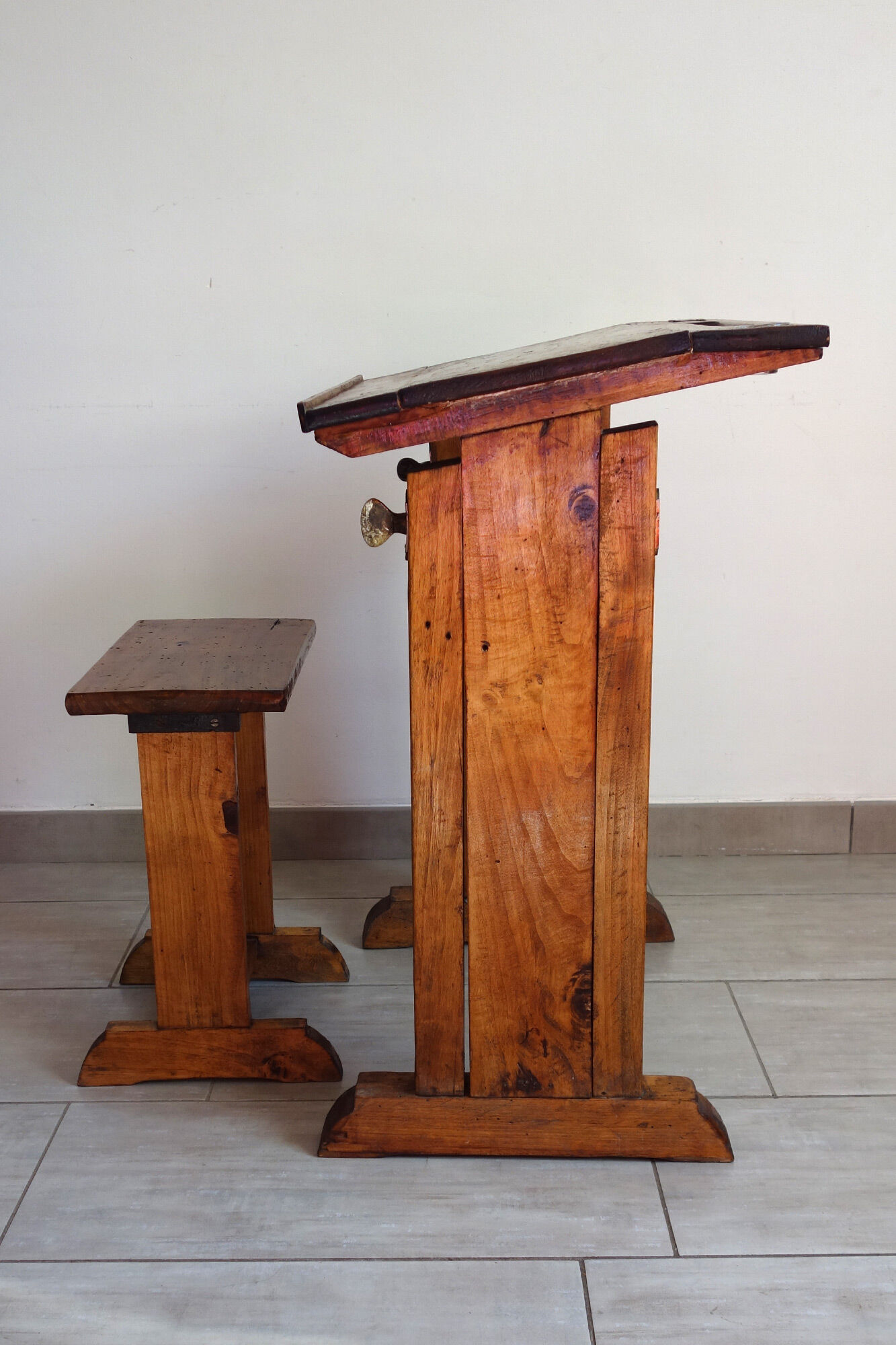 Architect's table and stool by Féret, France, 1890