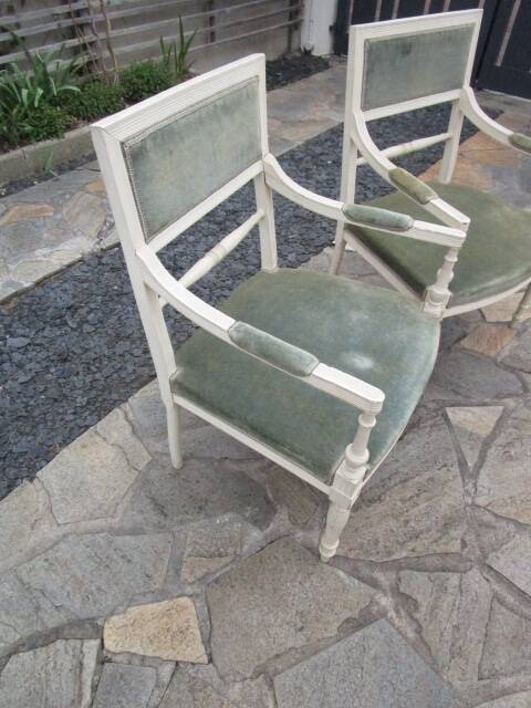 Pair of Louis XVI style armchairs