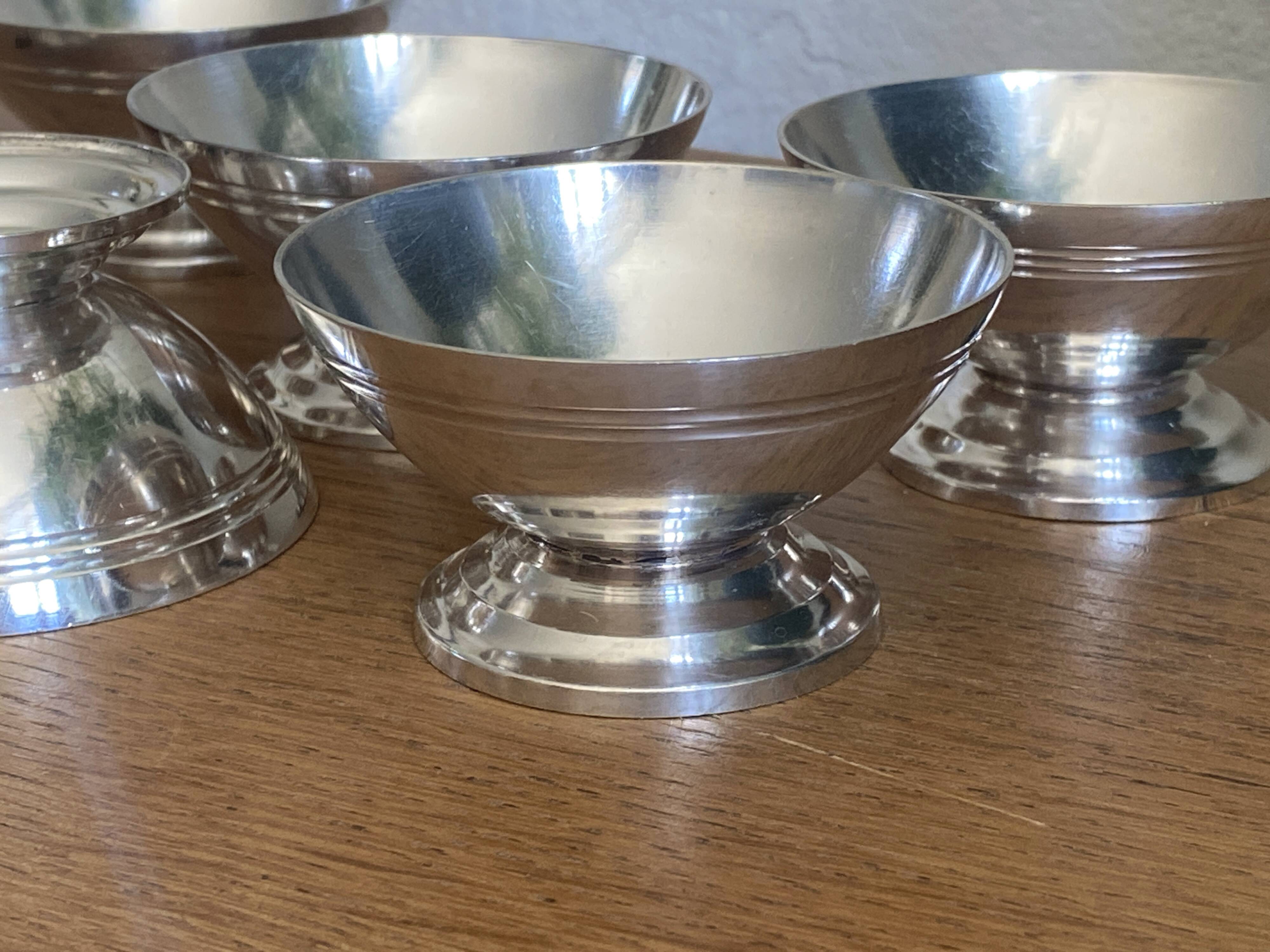 7 silver metal ice cream cups