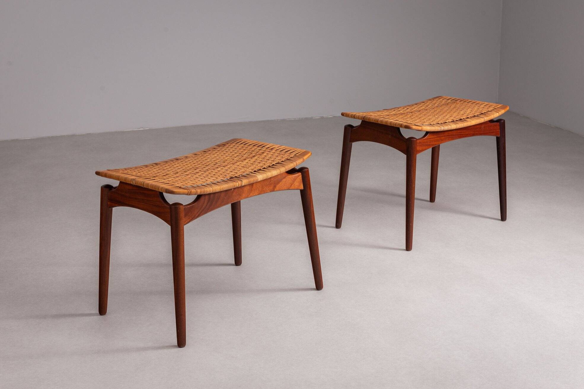 Paire de tabourets en teck de Sigfred Omann, Olholm Mobelfabrik, Danemark, 1960