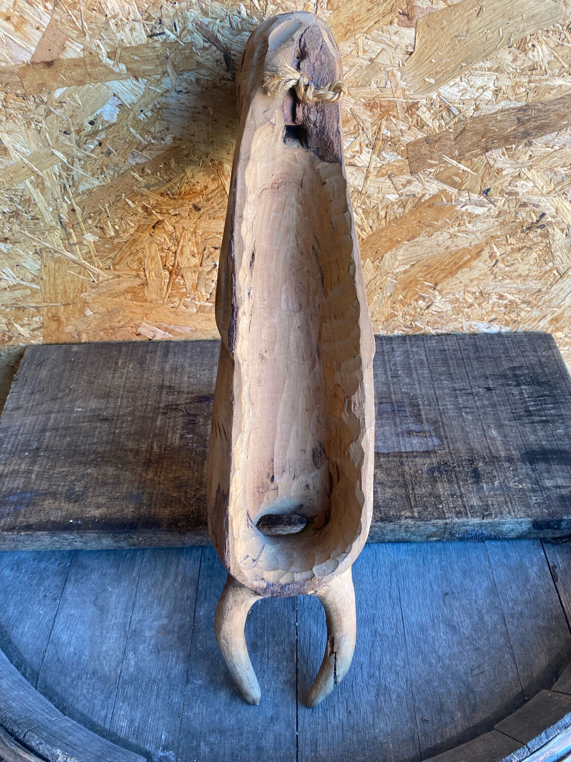 Sculpture African Mask Handcrafted Carved Wood Vintage #D882