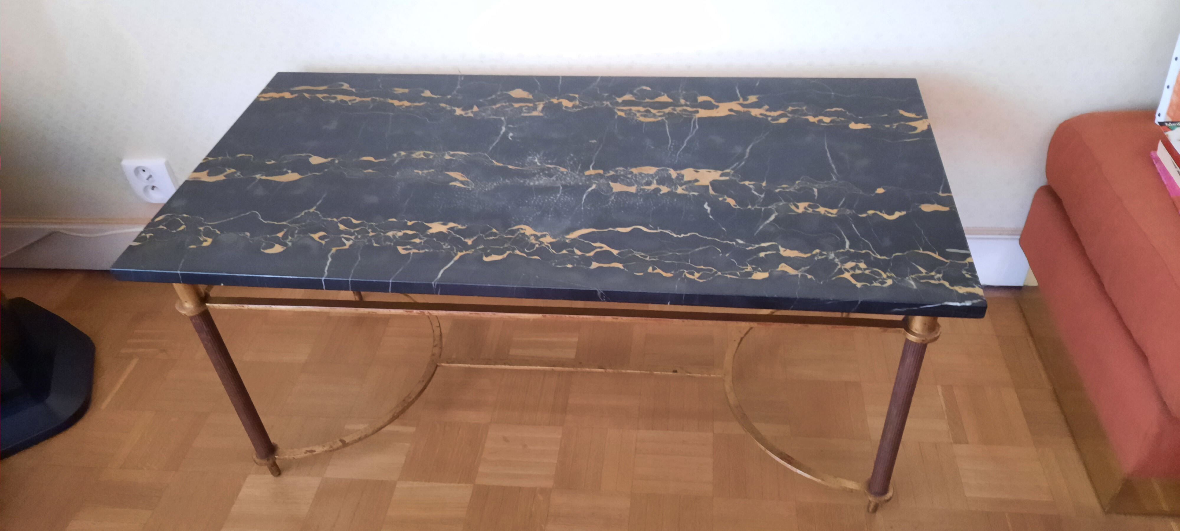 Marble and brass coffee table