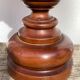 Turned wooden lamp old bluish gray lampshade