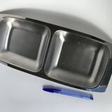 Double hollow brushed stainless steel dish