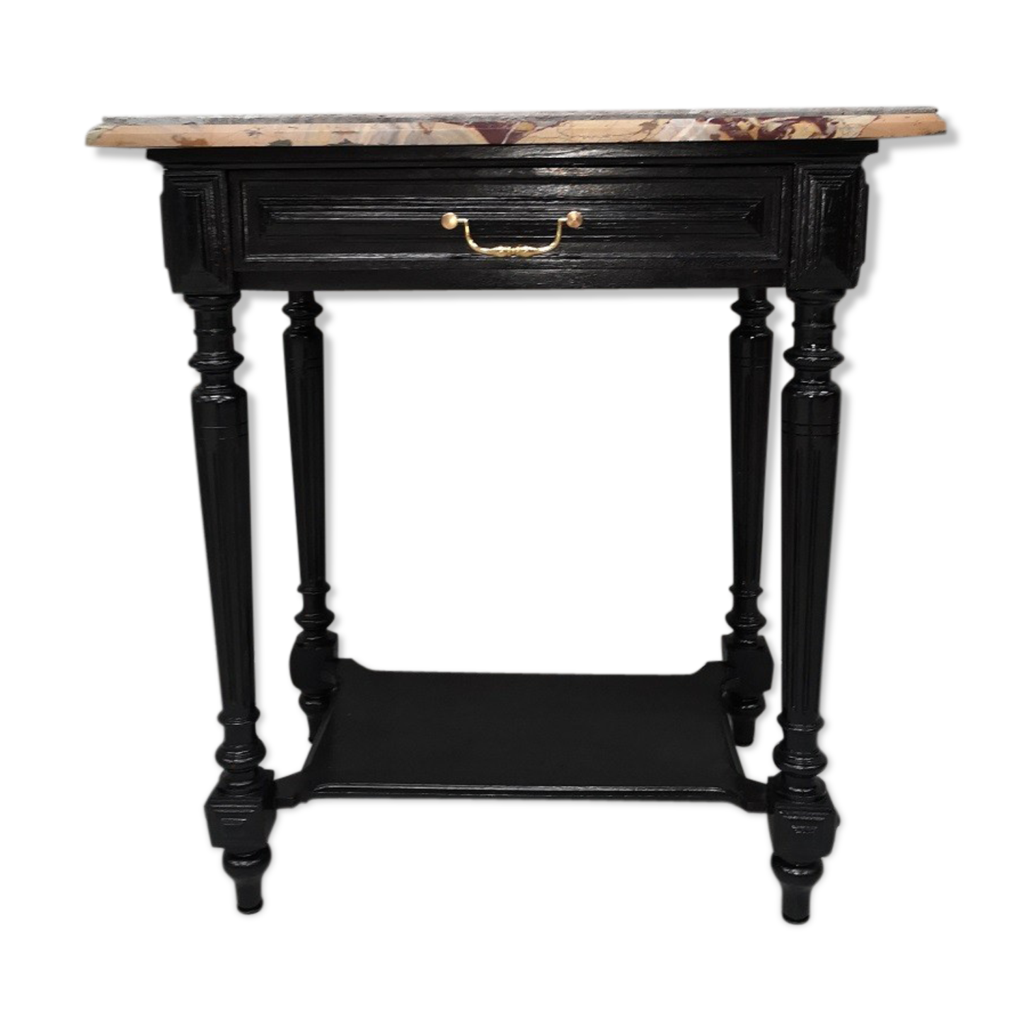 Console d'applique laqué noir sur chêne marbre de brèche pâté de foie style Napoléon III