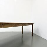 Large XXL farmhouse table in solid pine with 1950s tapered legs.