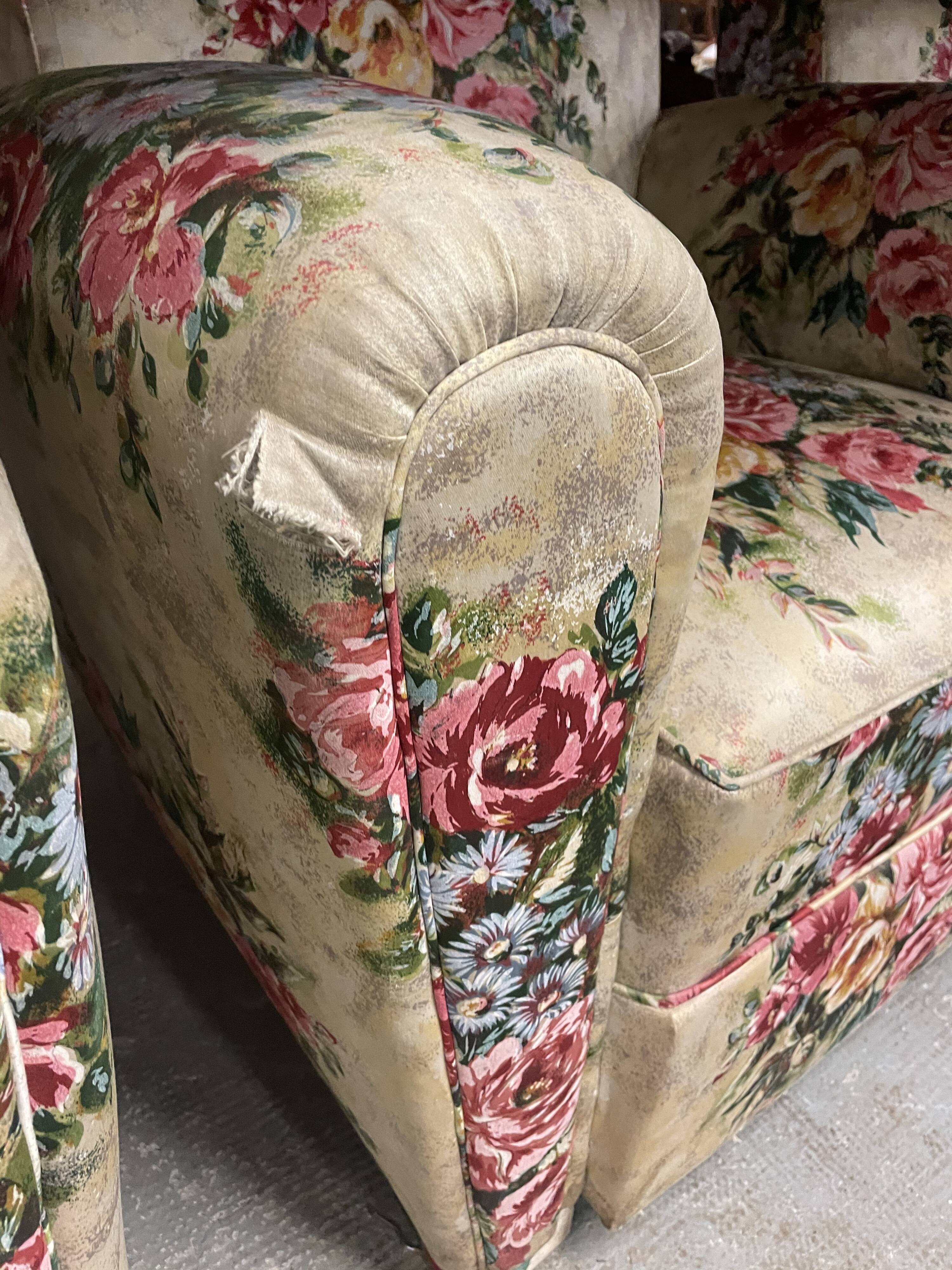Paire de fauteuils club fleur vintage anglais