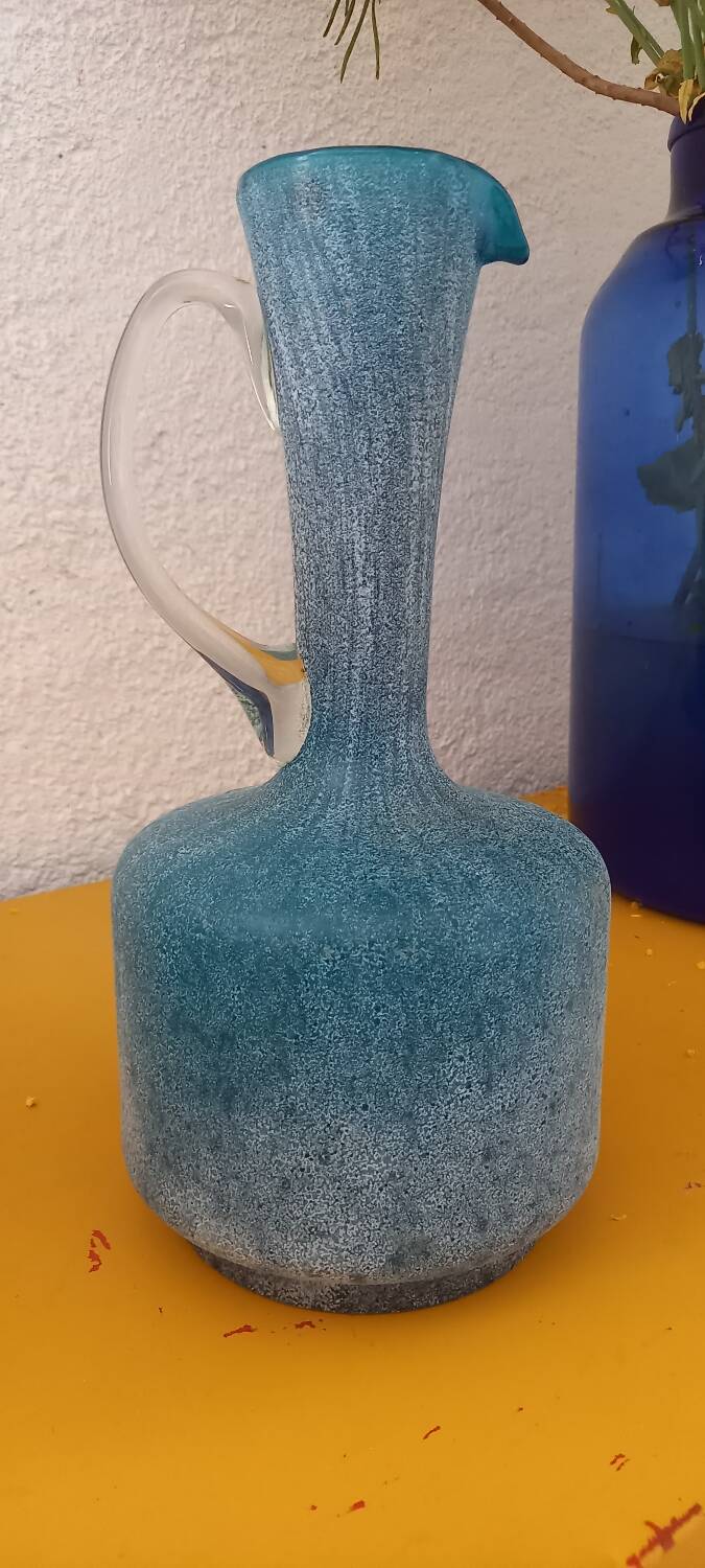 Blue glass carafe