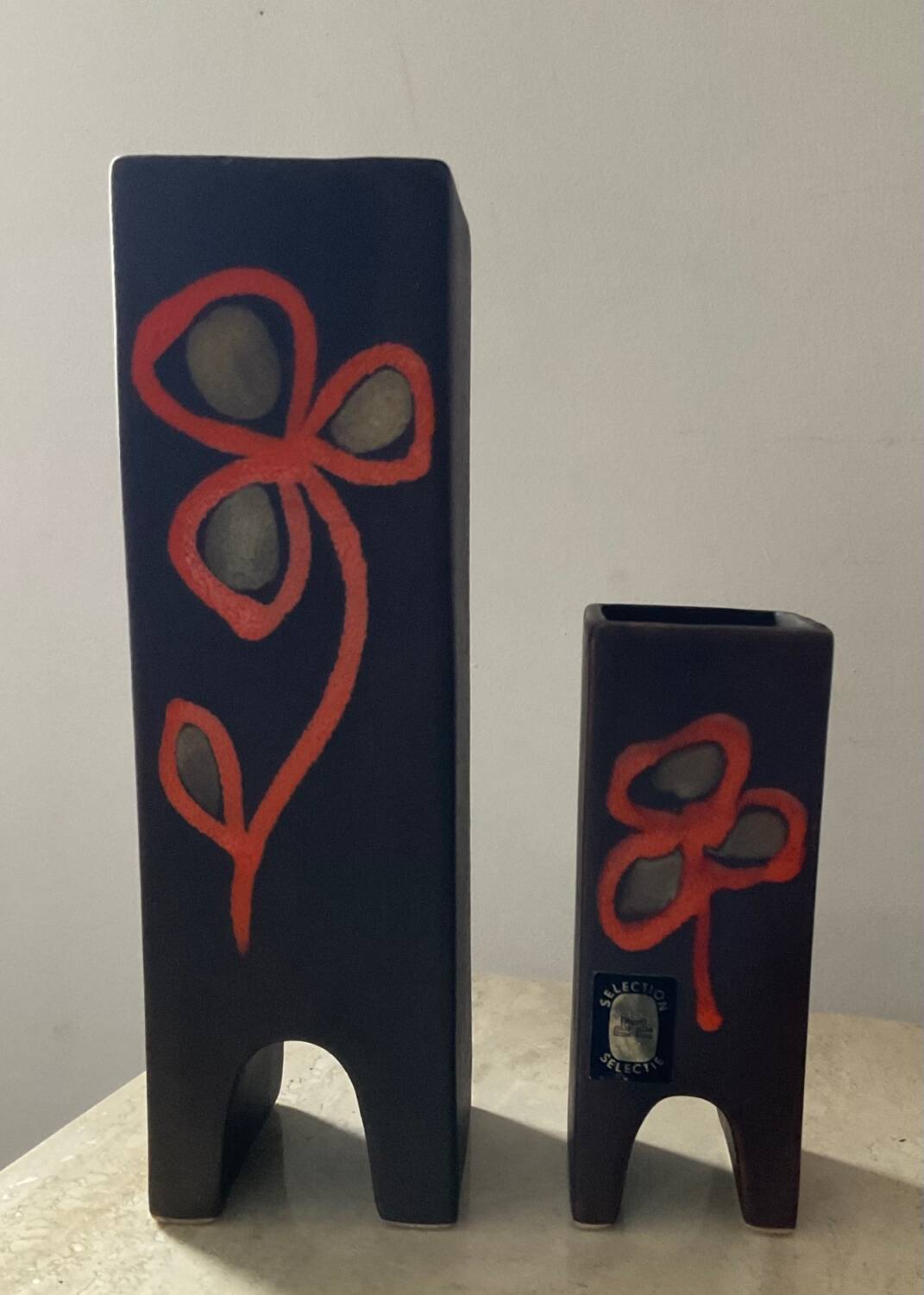 Duo of vintage ceramic vases