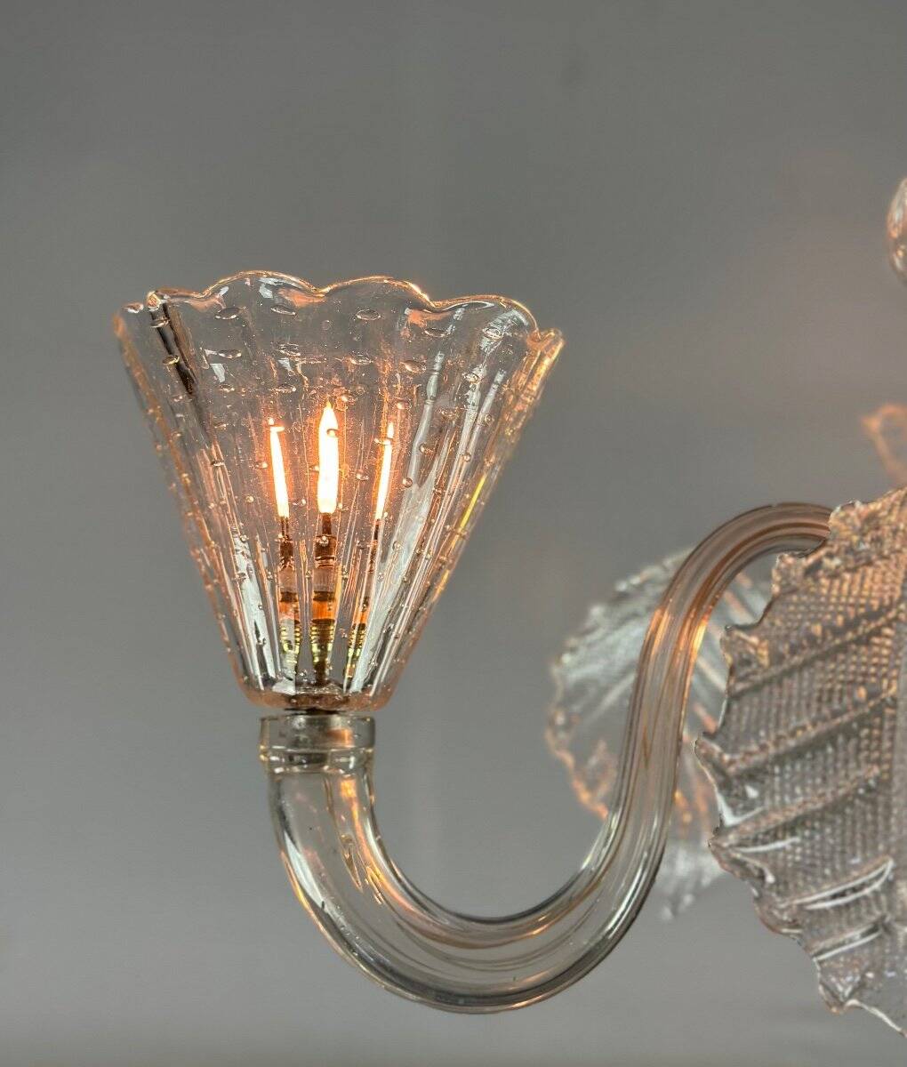 Venetian chandelier in colorless murano glass circa 1940