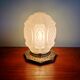 Art Deco night light in nickel-plated bronze and frosted glass, 1920.