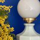 Vintage table lamp in blue ceramic and white opaline.