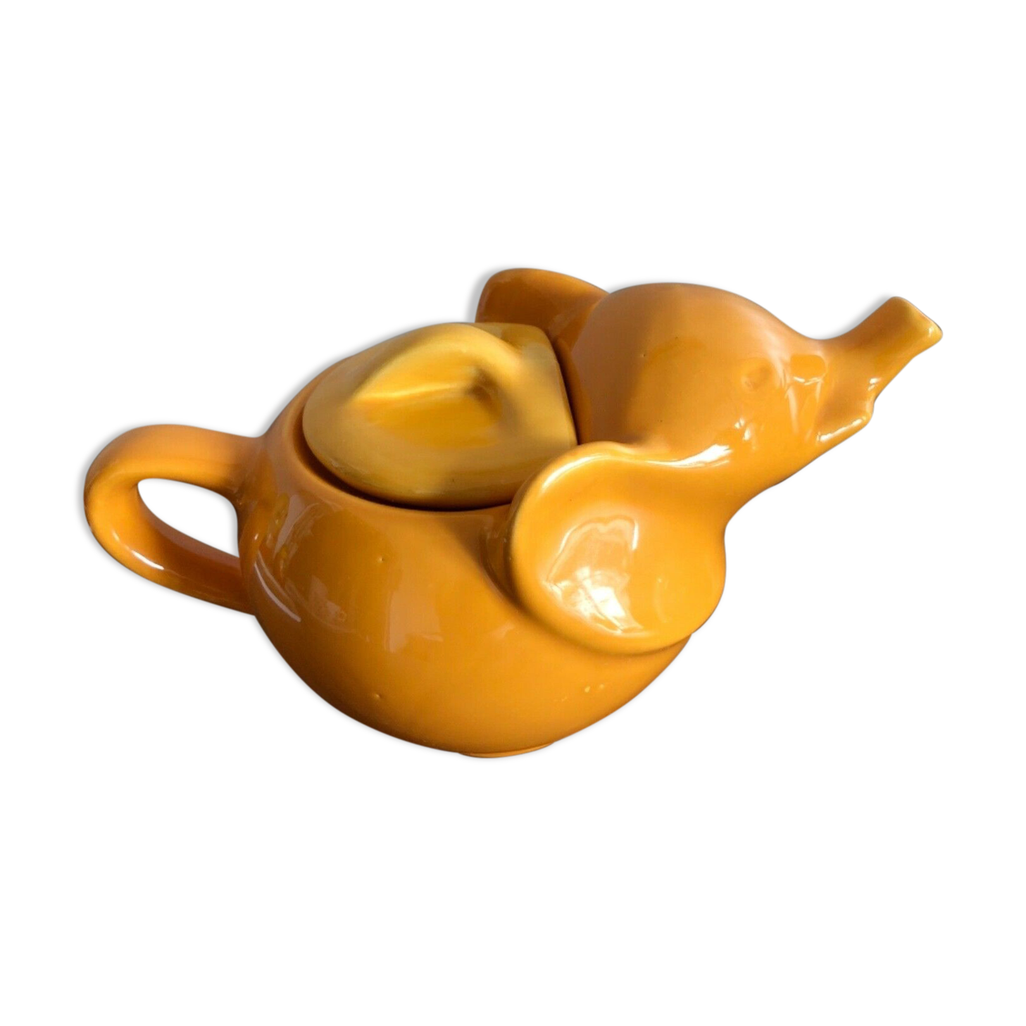 Vintage orange elephant porcelain teapot 1980 France