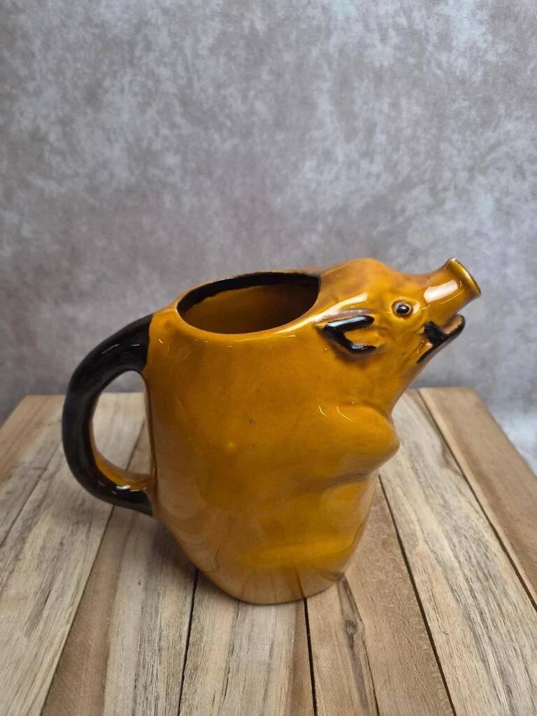 Zoomorphic pitcher Goret Poët-Laval – vintage slipware – pig
