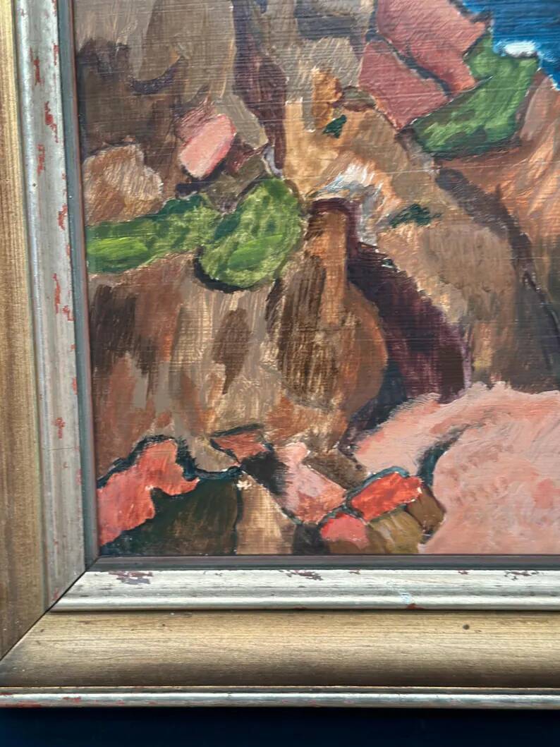 Original Swedish Oil on Panel – “Coastal motif” by Unknown Artist – Vintage & Framed – 53 × 46 cm (20.8" x 18.1")