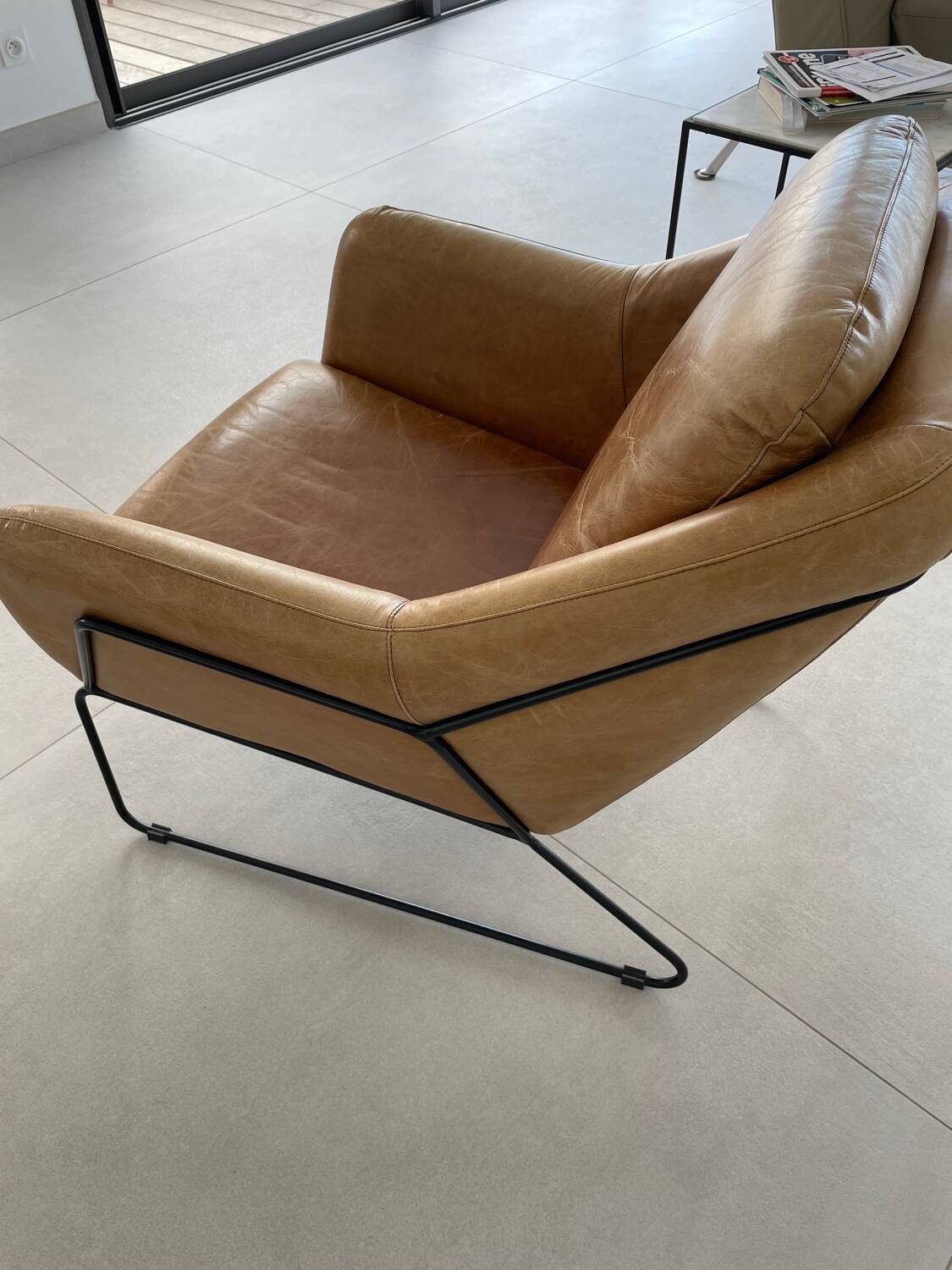 Majestic light brown leather armchair