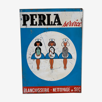 Vintage advertising plate perla service