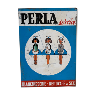 Vintage advertising plate perla service