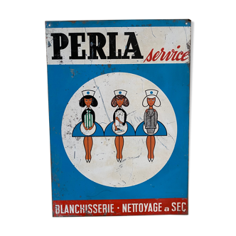 Plaque publicitaire vintage perla service