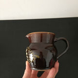 Handmade brown 70's ceramic jug pot