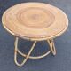 Vintage round coffee table in natural rattan