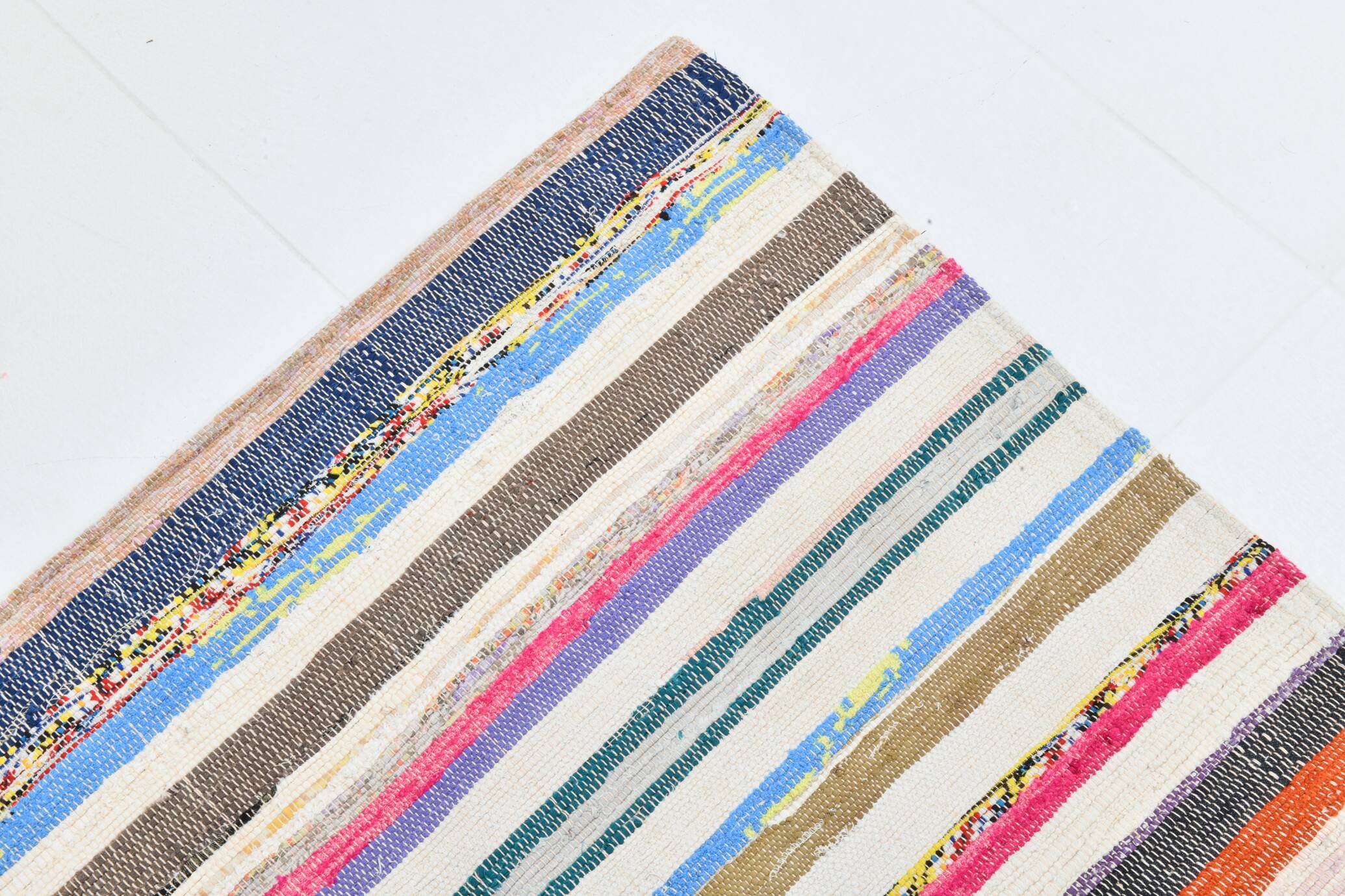7x9 Mid Century Modern Handmade Striped Vintage Kilim Rug, 184x271Cm