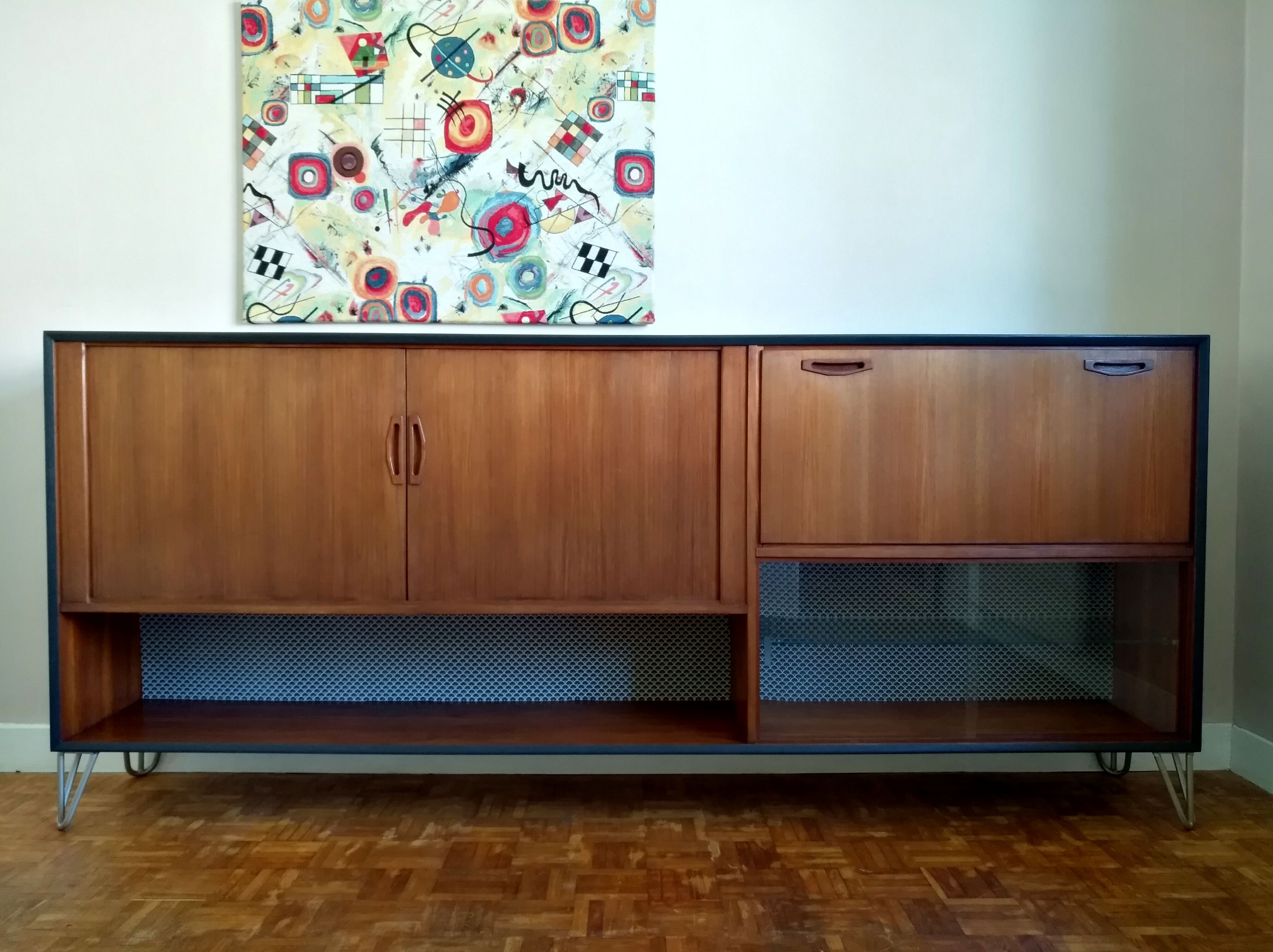 Samcom scandinavian sideboard in teak with hairpin legs