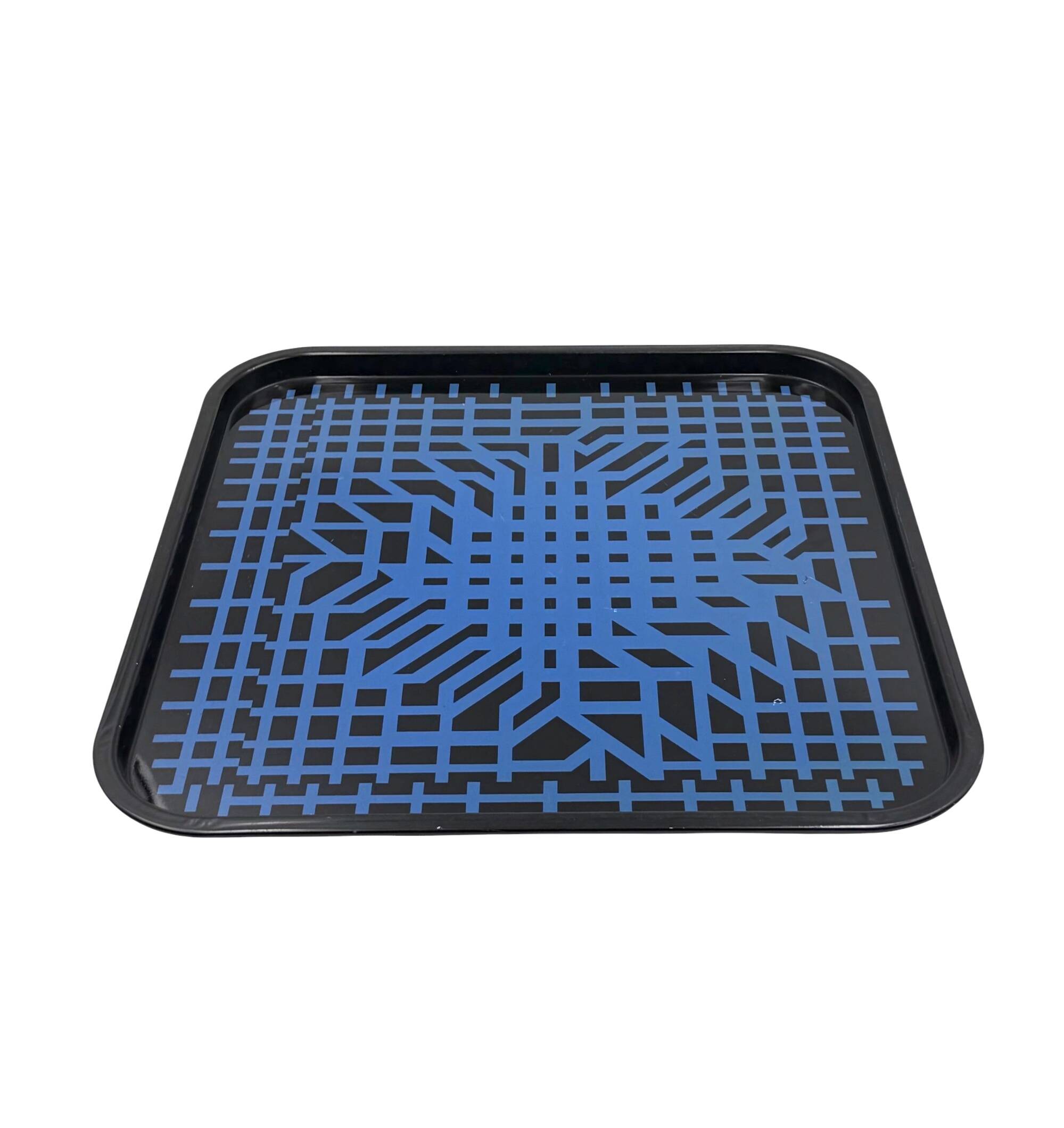 Victor Vasarely, Space age Op art metal tray, Limited edition Metalgraf Ita