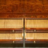 Restored console in Burr Oak & Satin Wood, circa 1920.