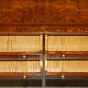 Console en Orme Burr & Bois Satiné restaurée, vers 1920