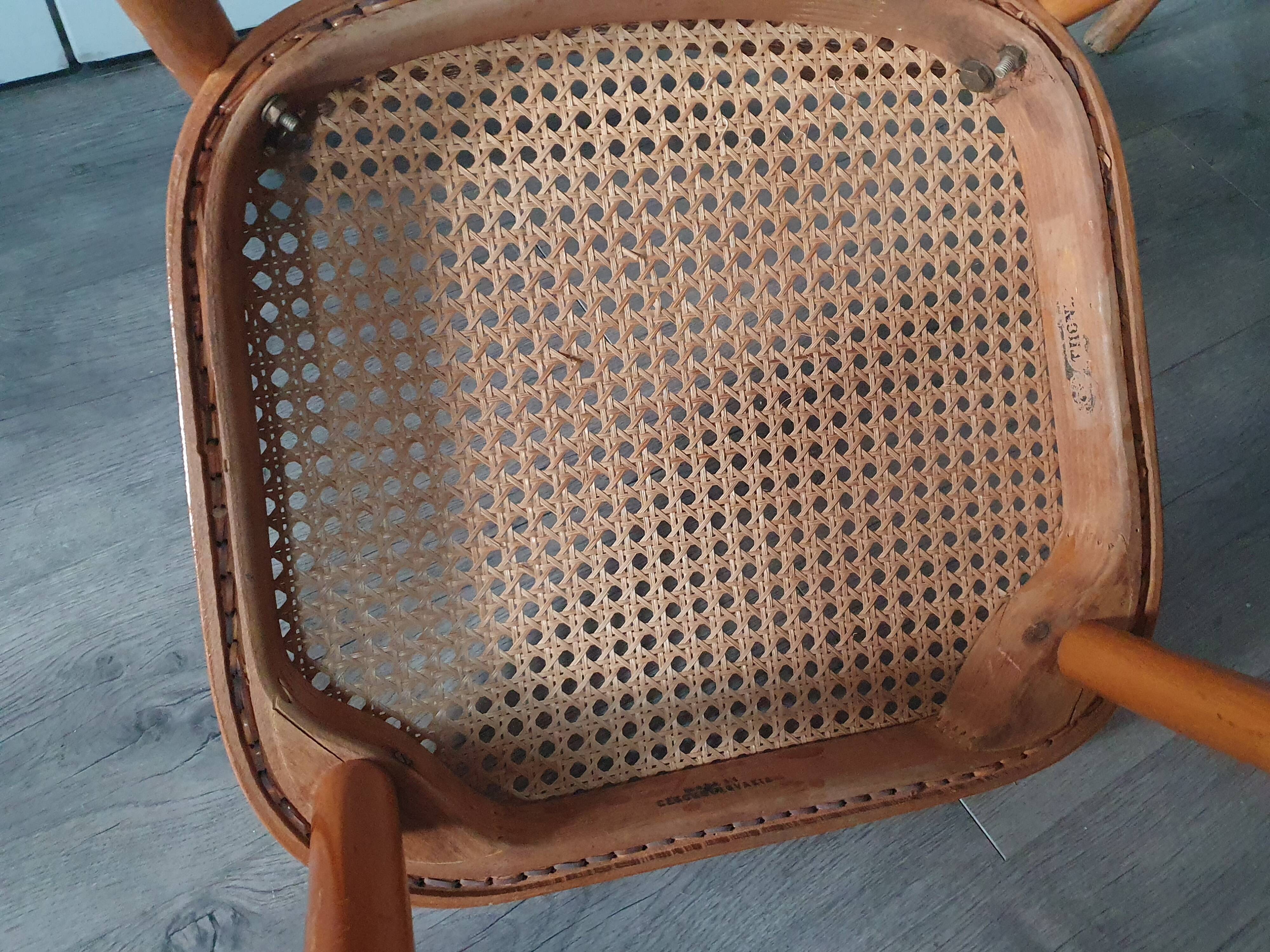 vintage thonet cane armchair chair model 811 design by josef hoffman 60s