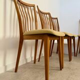 Lot of 6 old solid beech chairs, vintage design from the 60s, new fabric