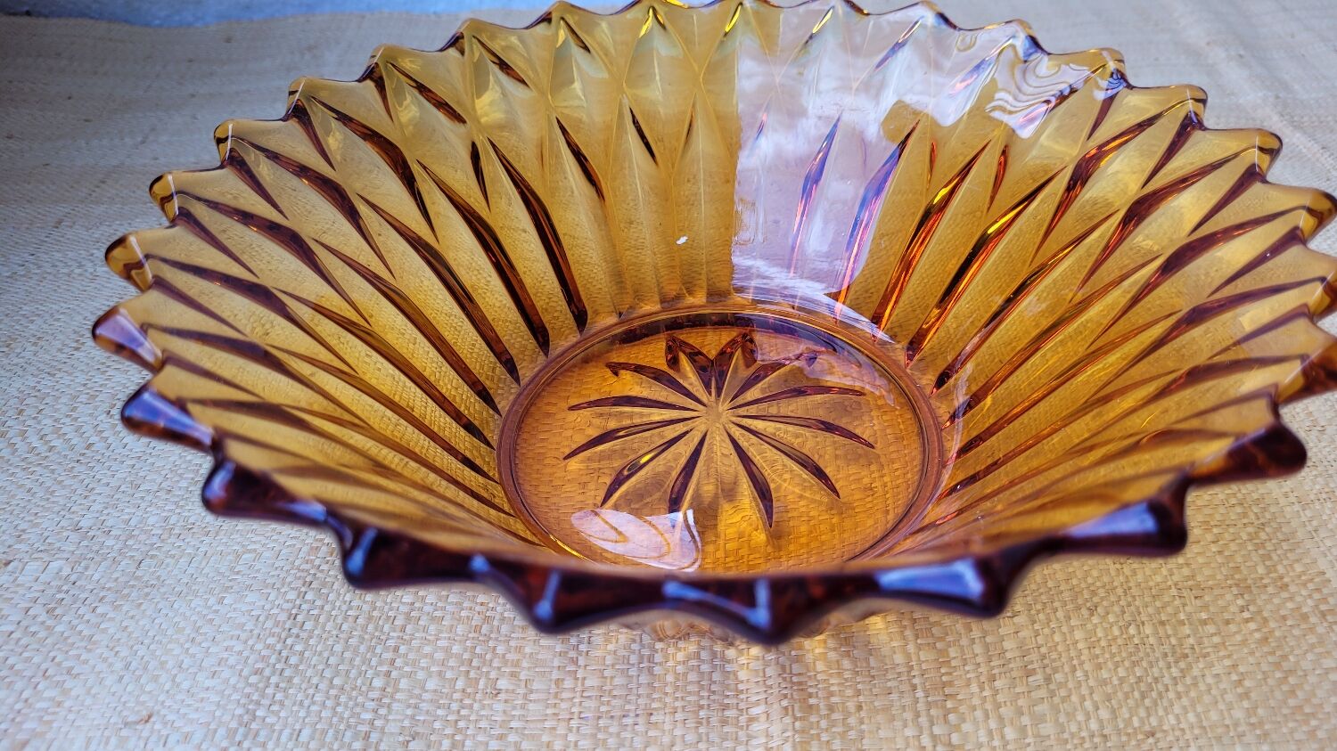Amber glass salad bowl