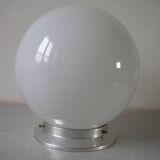 Old ceiling light globe ball sphere light fixture in opaline aluminum support 21 cm