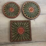 Set of 3 underwear of vintage braided straw dishes