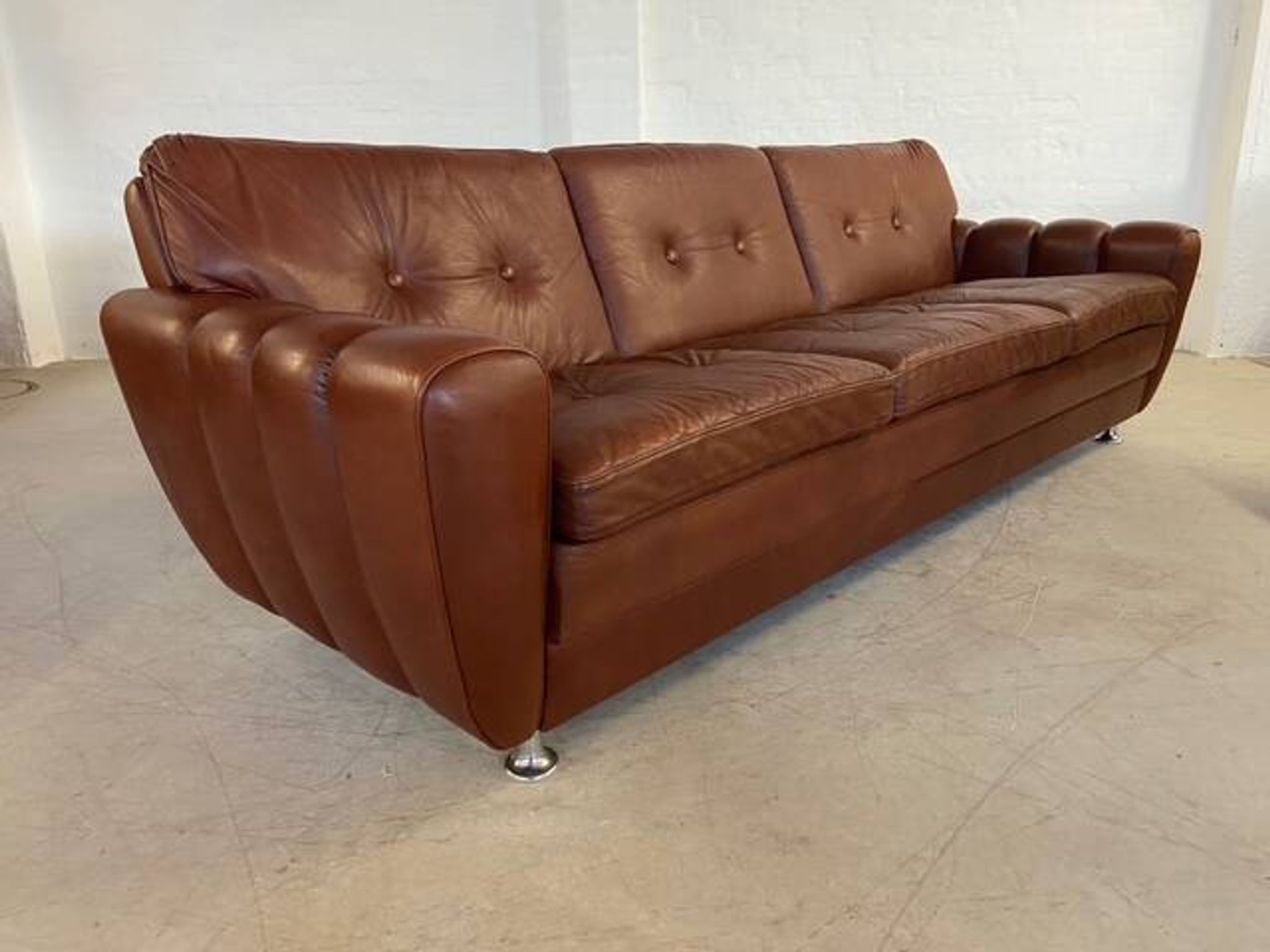 Vintage Danish mid-century Svend Skipper leather club chairs 1970s