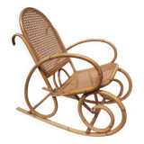 Vintage rocking chair child in rattan, canework