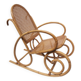 Vintage rocking chair child in rattan, canework