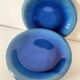 6 grandes assiettes plates en grès bleu cobalt et turquoise