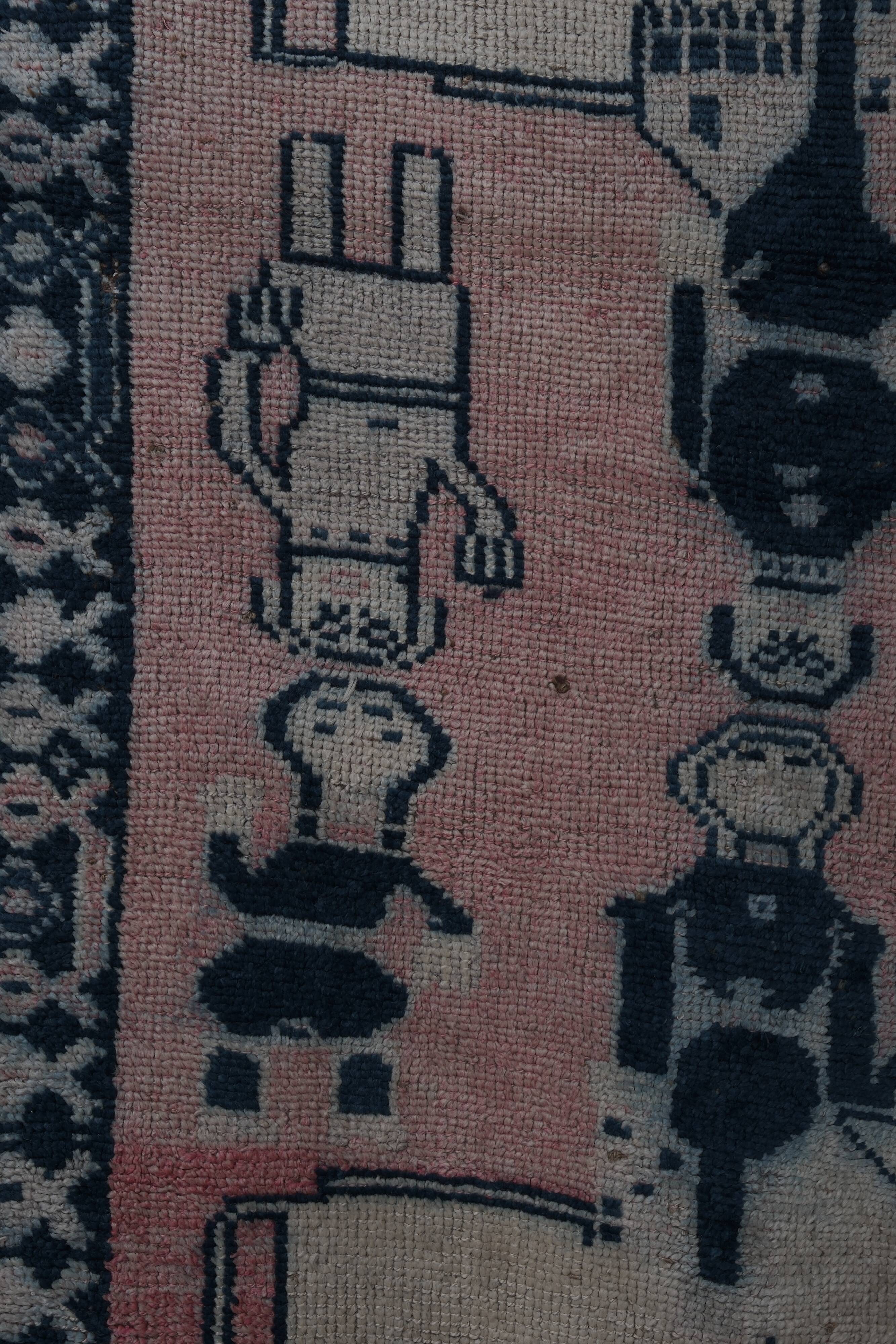 Vintage Turkish Oushak Rug Handwoven 104x320 cm