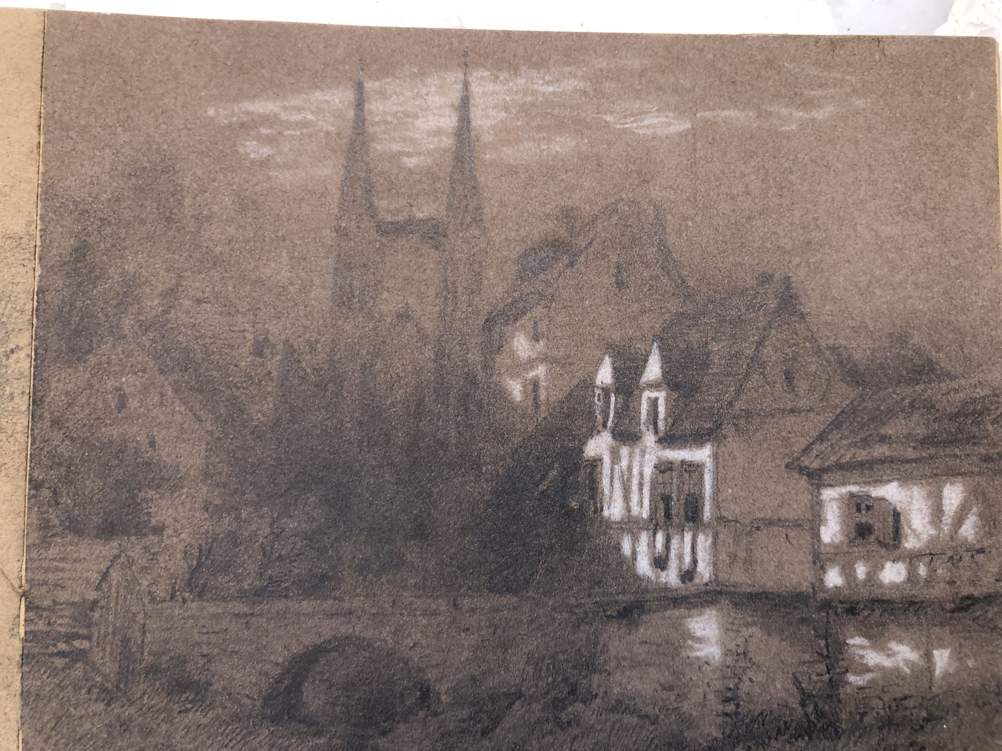 Collage drawings in graphite and white chalk 1872