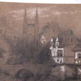 Collage drawings in graphite and white chalk 1872