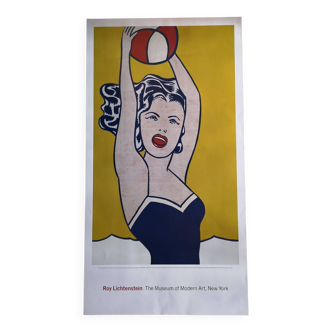 Grande Affiche d'exposition Roy Lichtenstein - Girl with Ball - Musée d'Art Moderne (MoMA) de New Yo