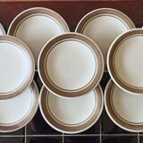 10 assiettes à dessert - Longchamp - Grises et chocolat