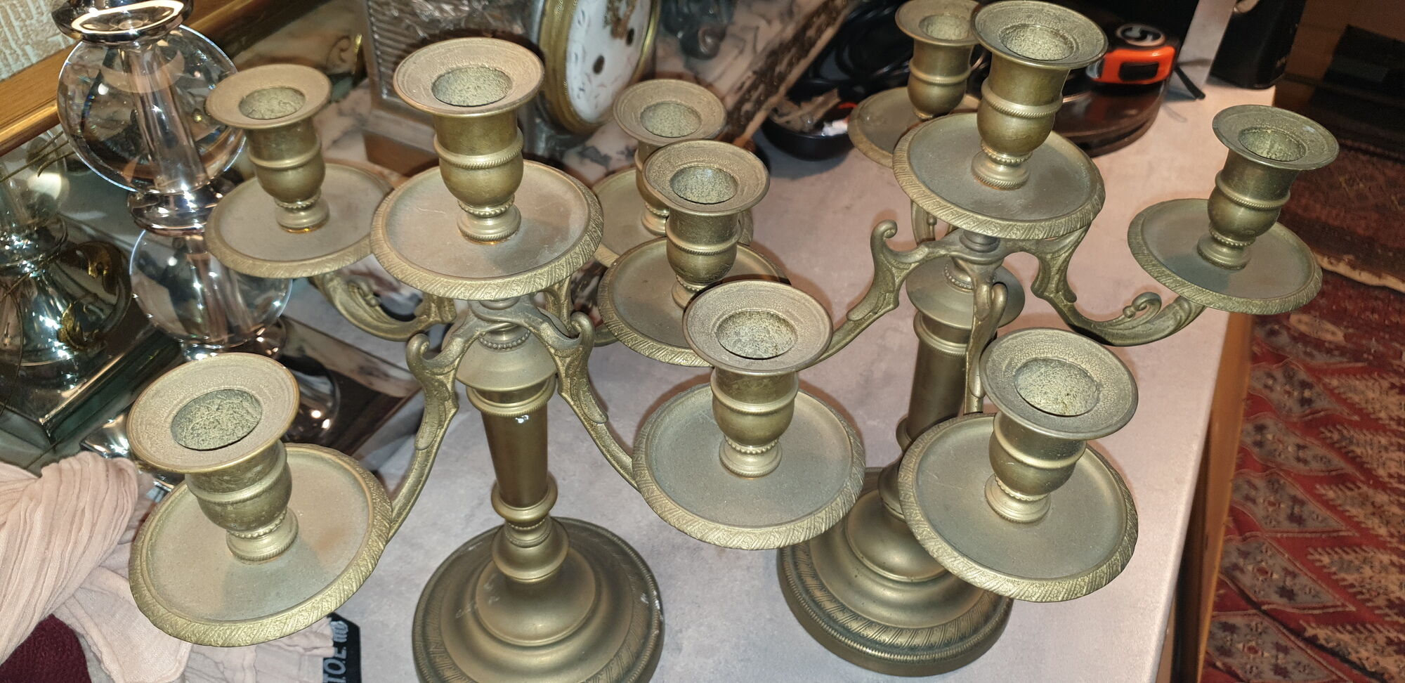 Pair of candlesticks candlesticks candelabres golden brass