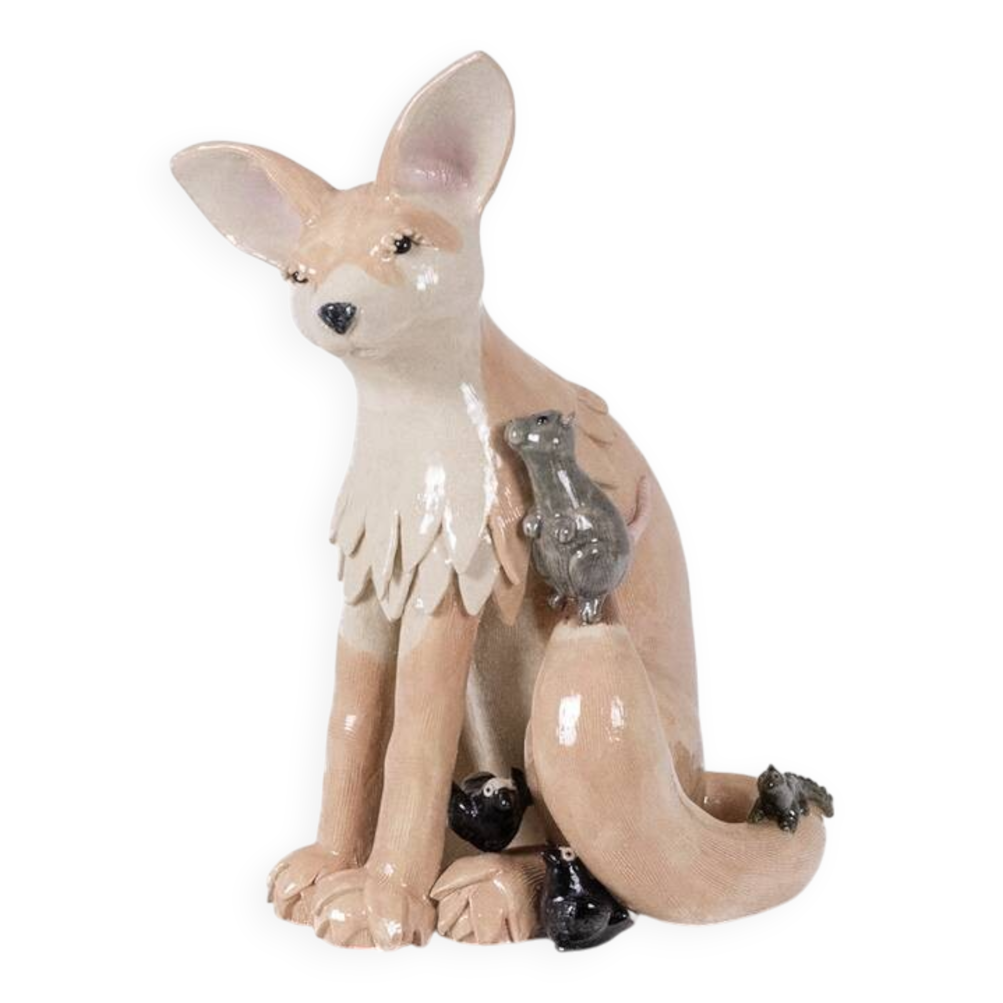 Valérie Courtet. Fennec fox in glazed stoneware. Contemporary work.