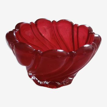 Vintage tidy in blown red glass