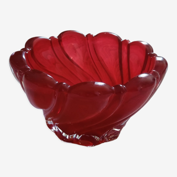 Vide poche cendrier vintage verre souflé rouge